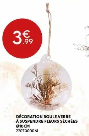 Maxi Bazar Décoration boule verre à suspendre fleurs séchées offre