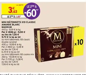 Intermarché Mini Bâtonnets x10 classic amande blanc magnum offre