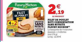 U Express Filet de poulet rôti conservation sans nitrite fleury michon offre