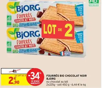 Intermarché Fourrés Bio Chocolat Noir Bjorg offre