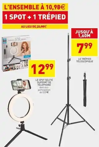 Stokomani Le trépied télescopique et le spot selfie support de téléphone offre