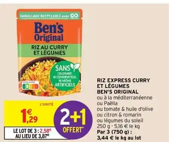 Riz Express Curry Et Légumes Ben's Original