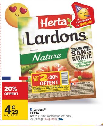Carrefour Herta lardons offre