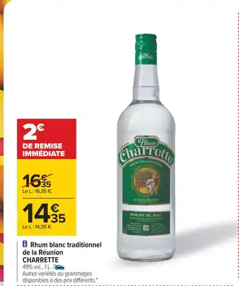 Carrefour Charrette rhum blanc traditionnel de la réunion offre
