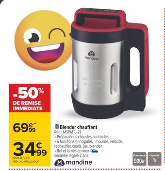 Carrefour Mandine blender chauffant offre