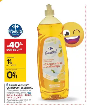 Carrefour Carrefour essential liquide vaisselle offre