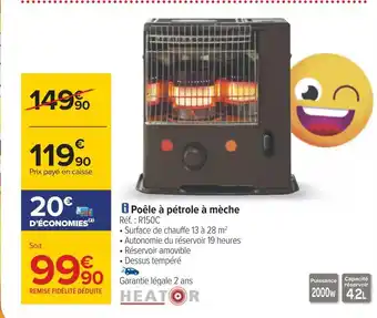 Carrefour Heator poêle à pétrole à mèche offre