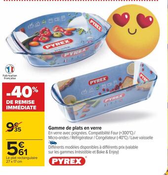 Carrefour Pyrex gamme de plats en verre offre