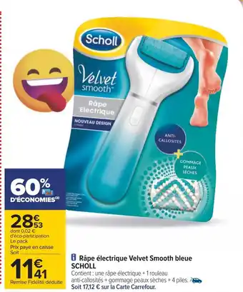 Scholl râpe électrique velvet smooth bleue