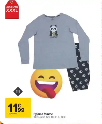 Carrefour Tex pyjama femme offre