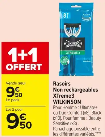 Carrefour Market Wilkinson rasoirs non rechargeables xtreme3 offre