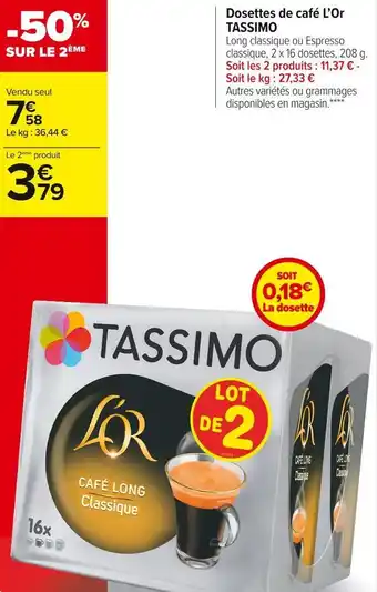Carrefour Market L’or dosettes de café offre