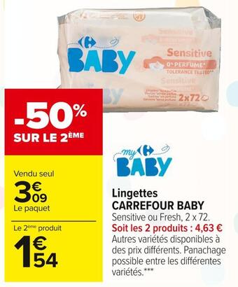 Carrefour Market Carrefour baby lingettes offre