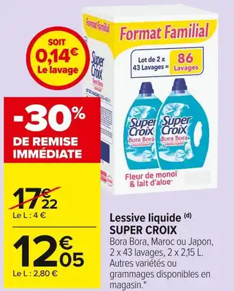 Carrefour Market Super croix lessive liquide offre