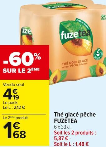 Carrefour Market Fuzetea thé glacé pêche offre