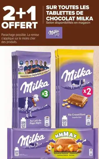 Carrefour Market Milka bon plan sur toutes les tablettes de chocolat de la marque milka offre