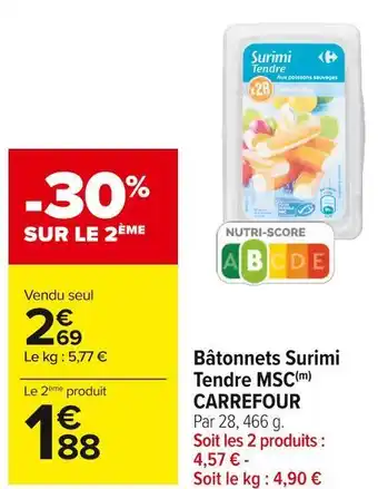 Carrefour Market Carrefour bâtonnets surimi tendre msc offre