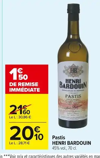 Carrefour Market Henri bardouin pastis offre