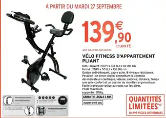 Intermarché Vélo Fitness d'Appartement Pliant offre
