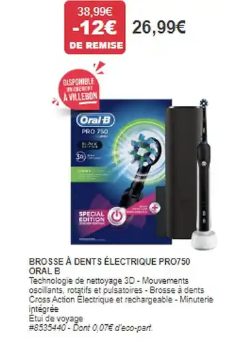 Costco Brosse à dents électrique pro750 oral b offre
