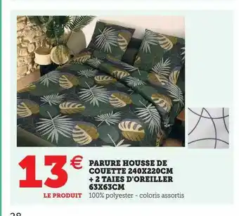 Hyper U Parure housse de couette 240 x 220 cm + 2 taies d'oreiller 63 x 63 cm offre