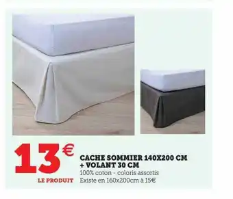 Cache sommier 140 x 200 cm + volant 30 cm