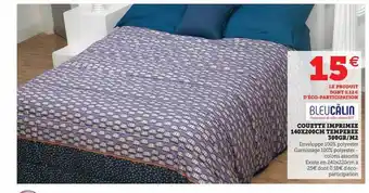 Hyper U Couette imprimée 140 x 200 cm temperée 300 g-m² bleucâlin offre