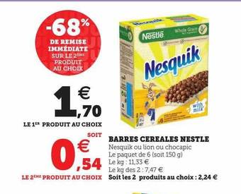 Hyper U Barres céréales nestlé offre