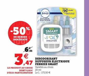 Hyper U Désodorisant diffuseur électrique febreze smart offre