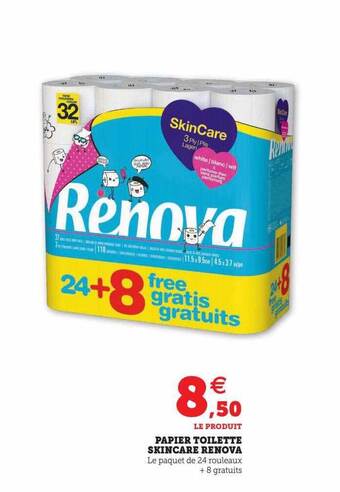 Hyper U Papier toilette skincare renova offre