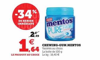 Hyper U Chewing-gum mentos offre