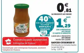 Hyper U Sauces cuisinées u offre