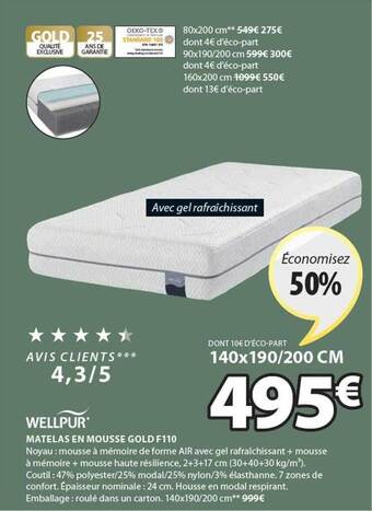 JYSK Matelas en mousse gold f110 offre