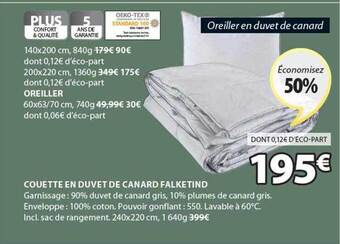 JYSK Couette en duvet de canard falketind offre