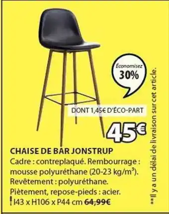 JYSK Chaise de bar jonstrup offre