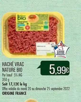 Match Haché vrac nature bio offre