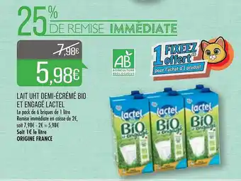 Match Lait uht demi-écrémé bio et engagé lactel offre
