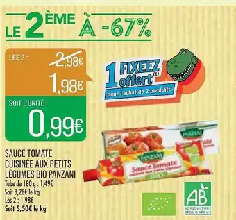 Match Sauce tomate cuisinée aux petits légumes bio panzani offre