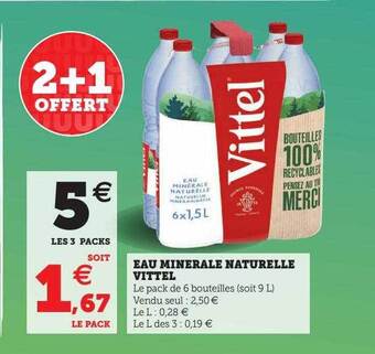 Super U Eau minérale naturelle vittel offre
