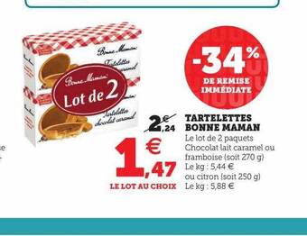 Super U Tartelettes bonne maman offre