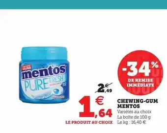 Super U Chewing-gum mentos offre