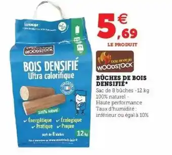 Super U Bûches de bois densifié offre