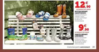 Super U Bottes enfant caoutchouc, sabots enfant lumineux offre