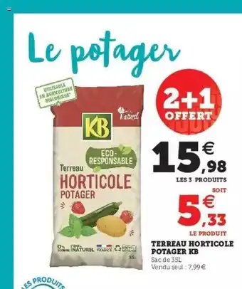 Super U Terreau horticole potager kb offre