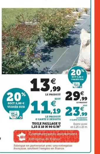 Super U Toile paillage u offre