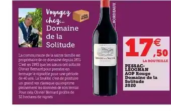 Super U Pessac-léognan aop rouge domaine de la solitude 2020 offre