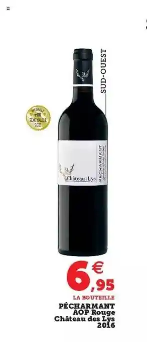 Super U Pécharmant aop rouge château des lys 2016 offre