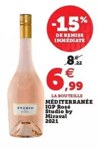 Super U Méditerranée igp rosé studio by miraval 2021 offre