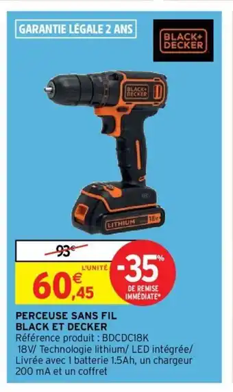 Intermarché Perceuse Sans Fil Black Et Decker offre
