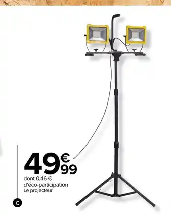 Carrefour Market Projecteur De Chantier LED 2 Tetes 30W avec Support Télescopique offre